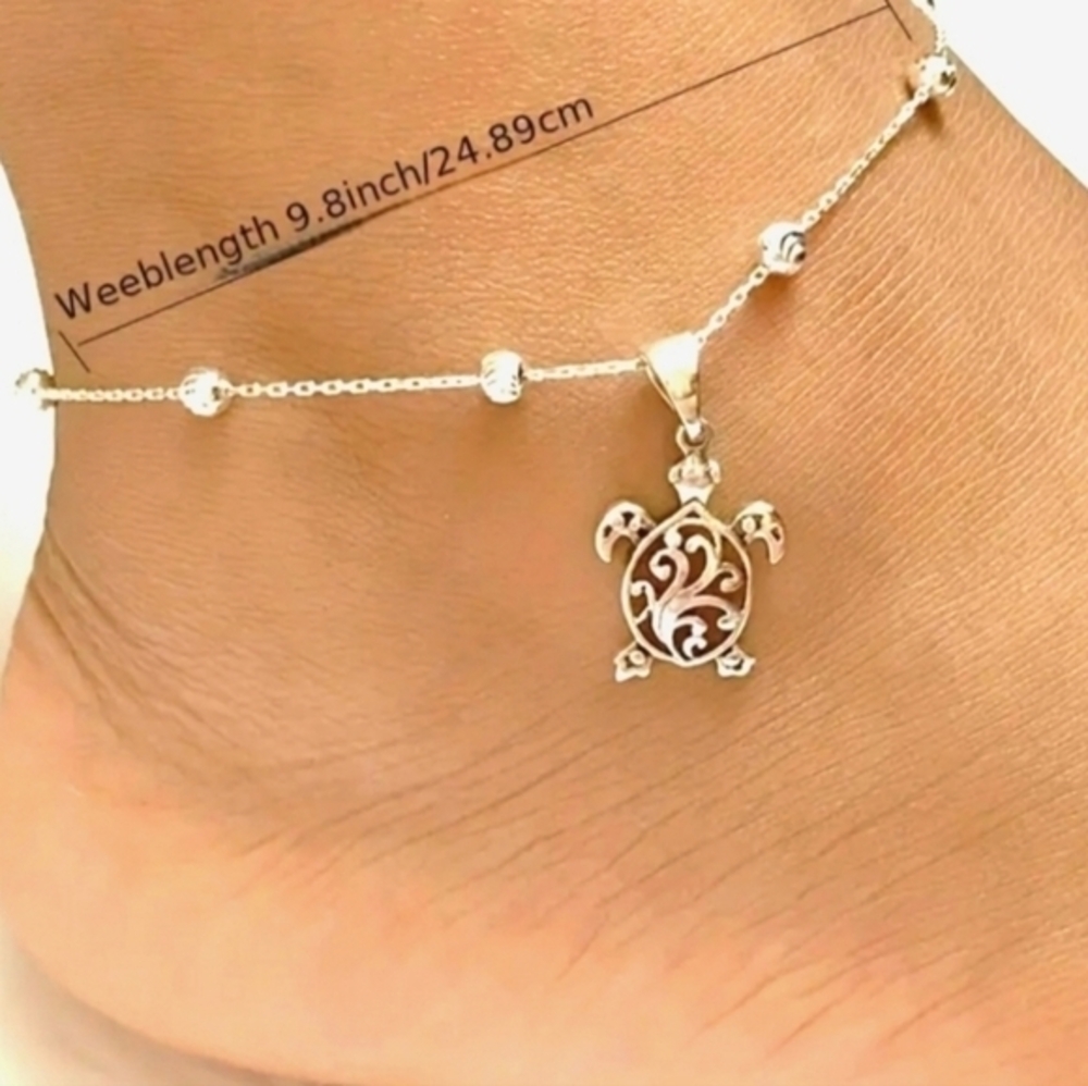 Turtle Anklet Bracelet Silver - Picture 2 of 6